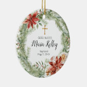 Poinsettia Wreath Personalisiert Girl Baptisse Keramik Ornament (Rechts)