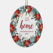 Poinsettia Wreath Personalisiert unsere ersten Zuh Keramik Ornament (Rechts)