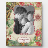 Poinsettia Wreath Pine Cone Snowflake Fotografie Fotoplatte (Vorderseite)