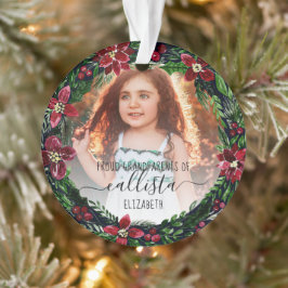 Poinsettia Wreath Proud Großeltern Foto Name Ornament