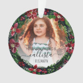 Poinsettia Wreath Proud Großeltern Foto Name Ornament (Vorderseite)