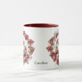 Poinsettia Wreath Santa Claus Weihnachten Tasse (Zentrum)