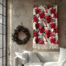 Poinsettia-Wurfdecke im klassischen Weihnachtsstil