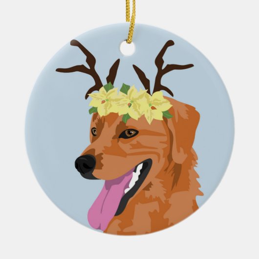 Poinsettiakrone Coonhoundverzierung Keramikornament (Vorne)