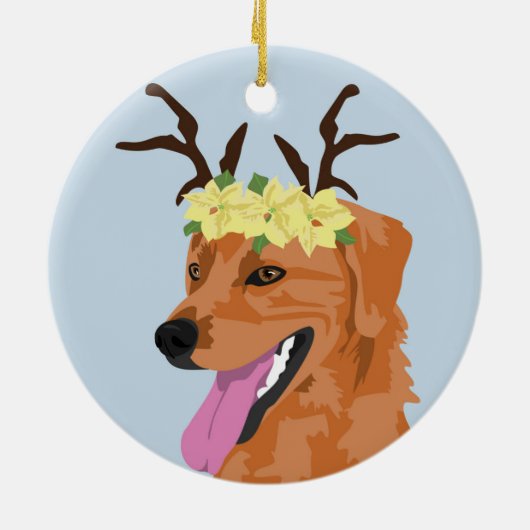 Poinsettiakrone Coonhoundverzierung Keramikornament (Hinten)