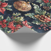Poinsettias and Ornaments Geschenkpapier (Ecke)