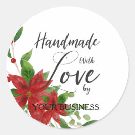 Poinsettias and Quote for Crafts Articles Handmade Runder Aufkleber