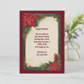 Poinsettias auf dem Grünen und Roten Party Einladung (Stehend Vorderseite)