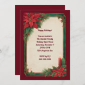 Poinsettias auf dem Grünen und Roten Party Einladung (Vorne/Hinten)