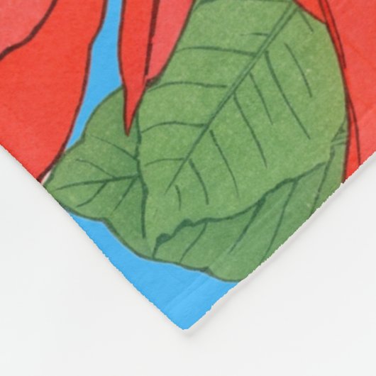 Poinsettias Blue Fleecedecke (Ecke)