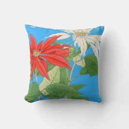 Poinsettias Blue Kissen