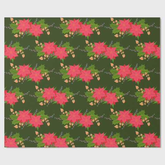 Poinsettias Blume Holiday Geschenkpapier (Flach)