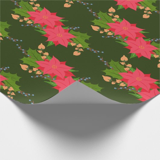 Poinsettias Blume Holiday Geschenkpapier (Ecke)
