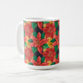 Poinsettias Blumenweihnachtsfeiertag Kaffeetasse (Vorderseite Links)