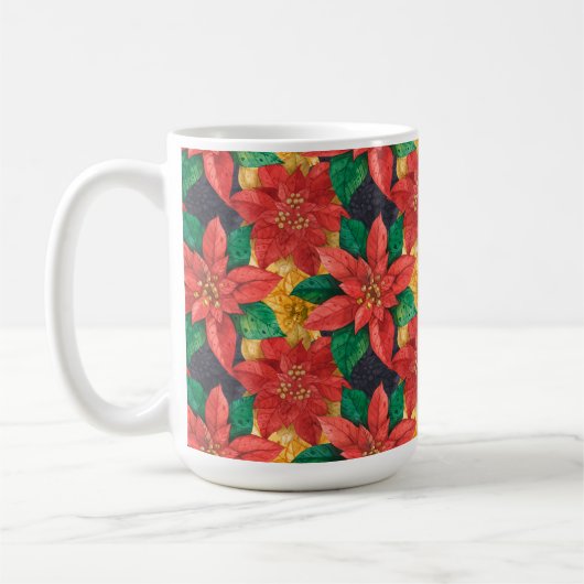 Poinsettias Blumenweihnachtsfeiertag Kaffeetasse (Links)