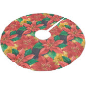 Poinsettias Christmas Floral Polyester Weihnachtsbaumdecke (Schrägansicht)