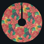 Poinsettias Christmas Floral Polyester Weihnachtsbaumdecke<br><div class="desc">Rote und goldene Poinsettien und Blätter sind auf diesem einzigartigen Baumrock zu sehen. PASSENDE Artikel in unserer Sammlung.</div>