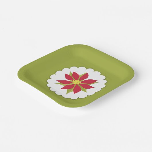 Poinsettias Christmas Pflanze Plate Pappteller (Gewinkelt)