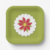 Poinsettias Christmas Pflanze Plate Pappteller (Vorderseite)