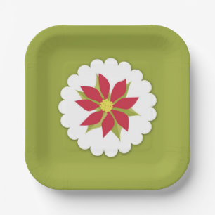 Poinsettias Christmas Pflanze Plate Pappteller