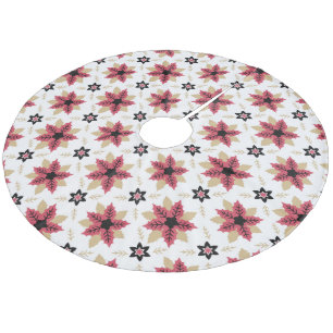 Poinsettias Fleece Tree Skirt Fleece Weihnachtsbaumdecke