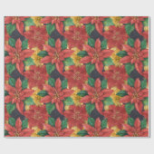 Poinsettias Floral Christmas Geschenkpapier (Flach)
