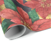 Poinsettias Floral Christmas Geschenkpapier (Rolleneckpunkt)