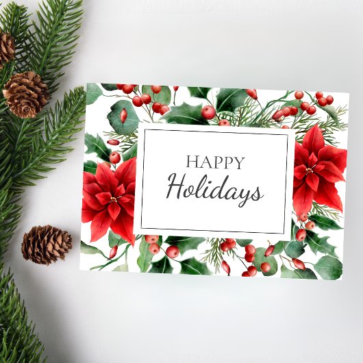 Poinsettias florale Weihnachtskarte Feiertagskarte