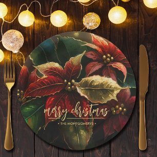 Poinsettias Frohe Weihnachten Pappteller