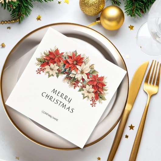 Poinsettias Frohe Weihnachten Serviette
