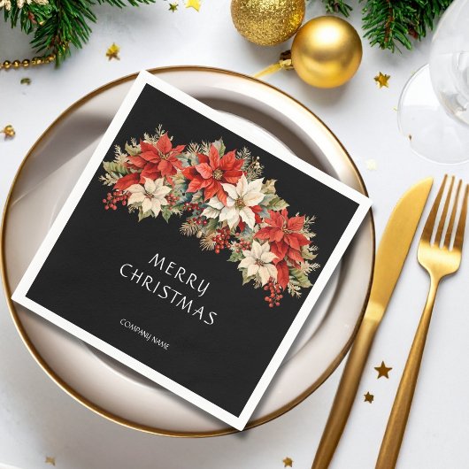 Poinsettias Frohe Weihnachten Serviette