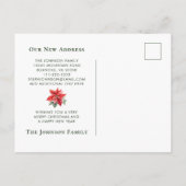 Poinsettias Frohe Weihnachten von New Zuhause Ankündigungspostkarte (Rückseite)