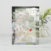 Poinsettias Happy Holidays Foto Family Karte (Stehend Vorderseite)