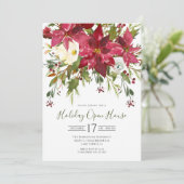 Poinsettias Holiday Open House Einladung (Stehend Vorderseite)