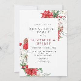Poinsettias Holly Christmas Engagement Party Einladung