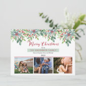 Poinsettias Holly Greenery Frohe Weihnachten 3 Fot (Stehend Vorderseite)