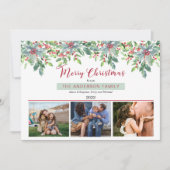 Poinsettias Holly Greenery Frohe Weihnachten 3 Fot (Vorderseite)