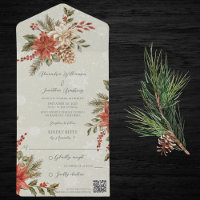 Poinsettias & Holly on Snowy Sage QR Code