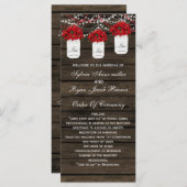 Poinsettias mason jar Brautprogramme Programm (Vorne/Hinten)