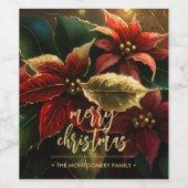 Poinsettias Merry Christmas Holiday Weinetikett (Einzelnes Label)