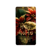 Poinsettias Merry Christmas Return Address Adressaufkleber (Vorne)