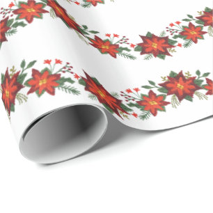 Poinsettias mit gehefteter Wirkung und Garnelen Geschenkpapier