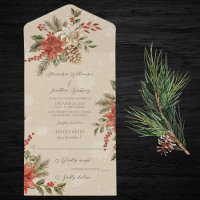 Poinsettias mit Holly auf Snowy Beige