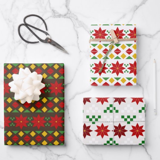 Poinsettias Pack Geschenkpapier Set (Vorderseite)