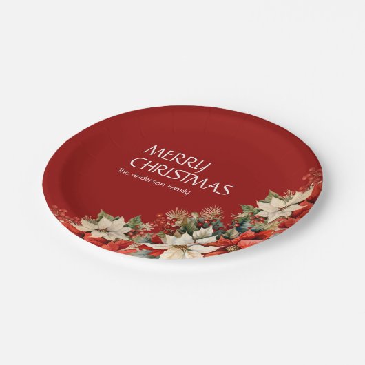 Poinsettias Pappteller (Schrägansicht)