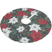 Poinsettias & Pine in Deep Holiday Hues Polyester Weihnachtsbaumdecke (Schrägansicht)