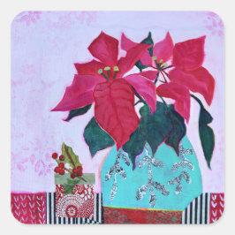 Poinsettias Quadratischer Aufkleber
