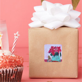 Poinsettias Quadratischer Aufkleber