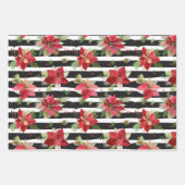 Poinsettias, Schwarzer Streifen Geschenkpapier Set (Vorderseite)