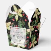 Poinsettias und Berries über Schwarze Weihnachten Geschenkschachtel (Geöffnet)